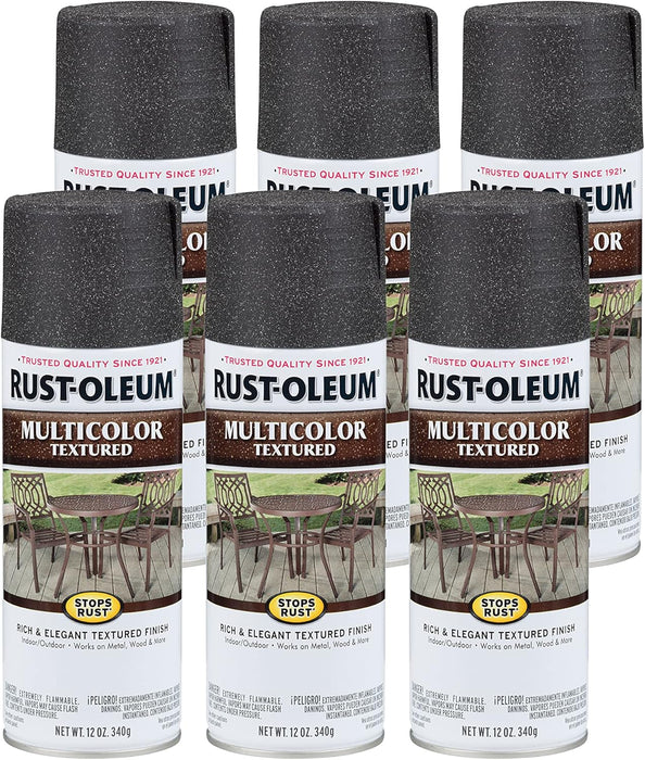 Rust-Oleum 223525 Stops Rust Multi-Color Textured Spray Paint, 12 oz, Aged Iron (Pack of 6)