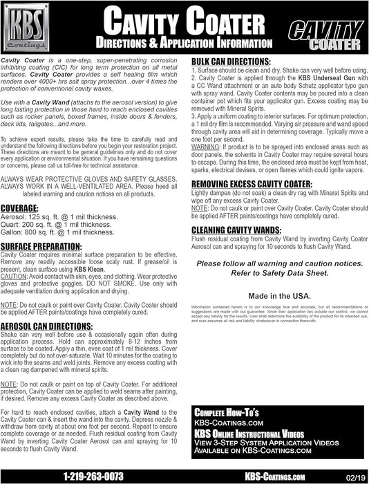 KBS Coatings 75101 Cavity Coater and Wand, 16 fl oz., Yellow