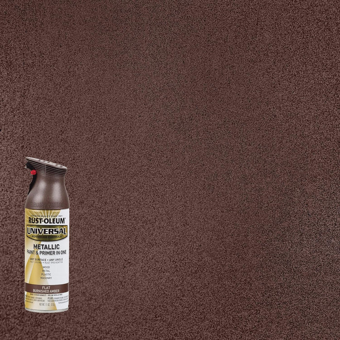 Rust-Oleum 271472 Universal All Surface Metallic Spray Paint, 11 oz, Flat Burnished Amber (Pack of 6)