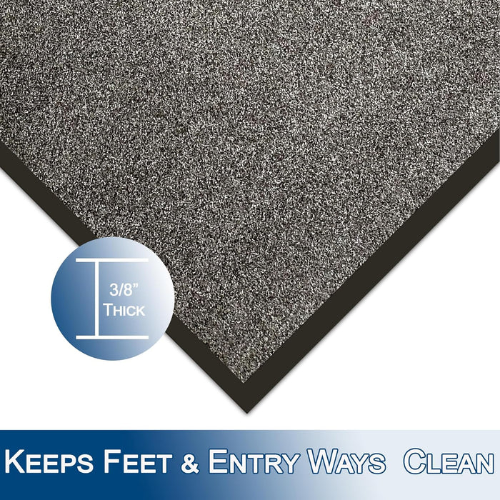 Durable Wipe-N-Walk Vinyl Backed Indoor Carpet Entrance Mat, 4' x 8', Charcoal Charcoal 4' x 8' 4' x 8'