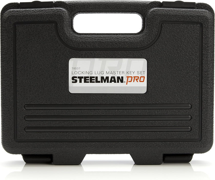Steelman Pro 78537 16-Piece Locking Lug Nut Master Key Set for Auto Mechanics Variety of Spline Star and Hex Style Keys, Thin-Walled/Extra-Long Lug Keys, Double-Hex Heads
