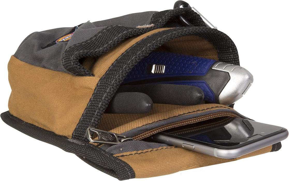 Dickies 57005 Zipper Pocket Canvas Pouch for Tool and Work Belts, Four Pockets, Cushioned Pocket