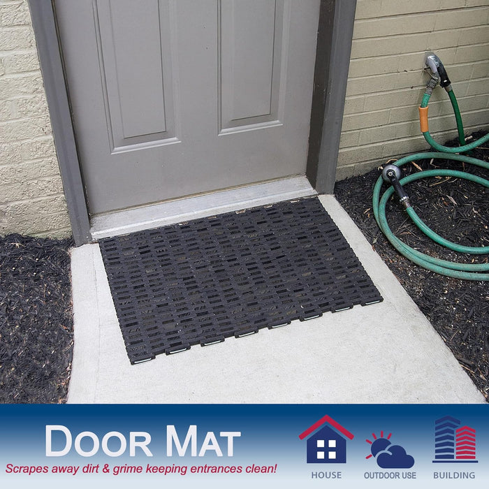 Durable Durite Recycled Tire-Link Outdoor Entrance Mat, Straight Weave, 20" x 30", Black