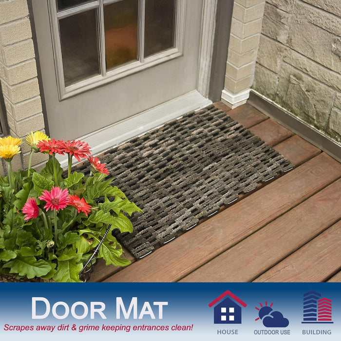 Durable Corporation - 400S2436 Dura-Rug Recycled Fabric Tire-Link Outdoor Entrance Mat, 24" x 36", Black