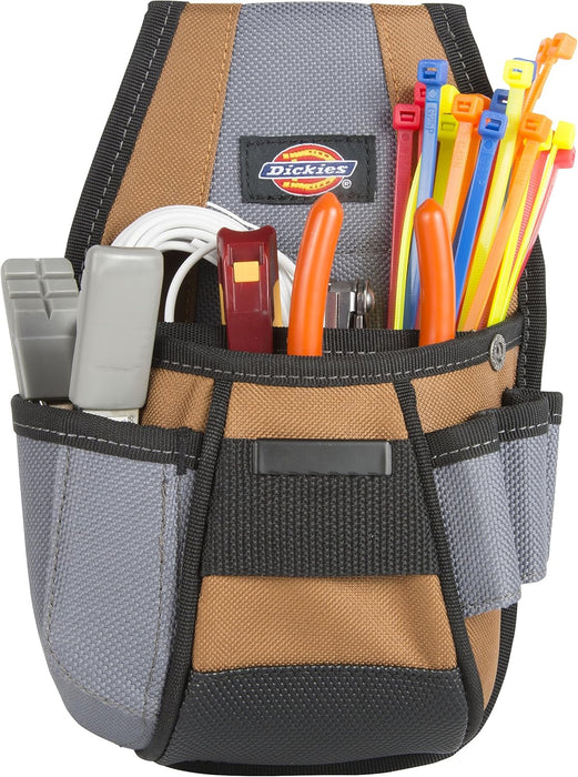 Dickies 57099 4-Pocket Rigid Tool Pouch with Tape Clip, Universal-fit Steel Clip for Tool Belt, Tunnel Loop (Case of 12)