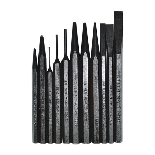 Mayhew Pro 61411 Punch and Chisel Set, 11-Piece Black Oxide Finish