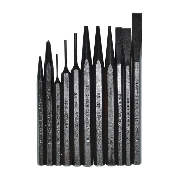 Mayhew Pro 61411 Punch and Chisel Set, 11-Piece Black Oxide Finish
