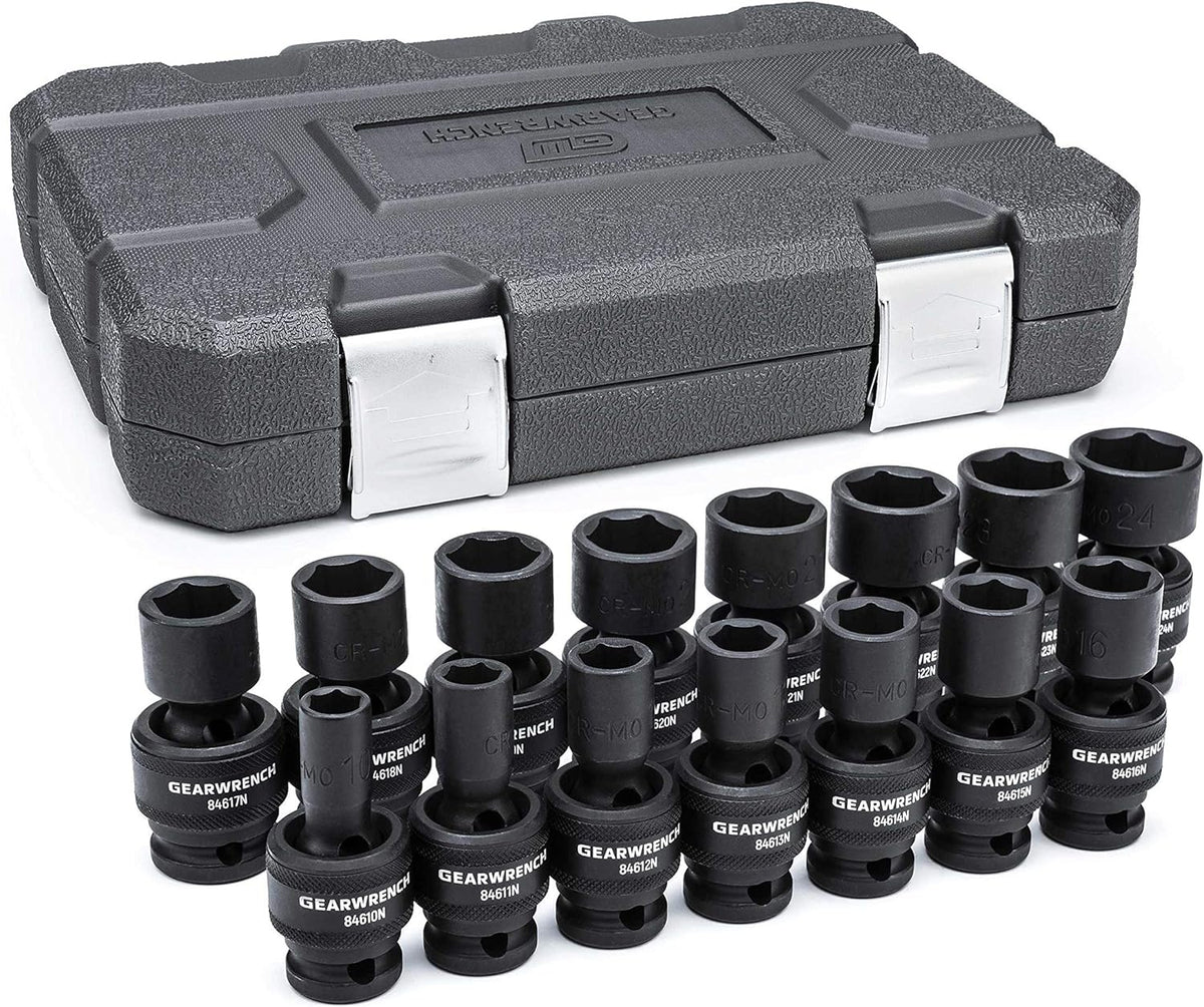 GEARWRENCH 1/2-Inch 6 Point Metric Universal Impact Socket Set (15 Pie ...