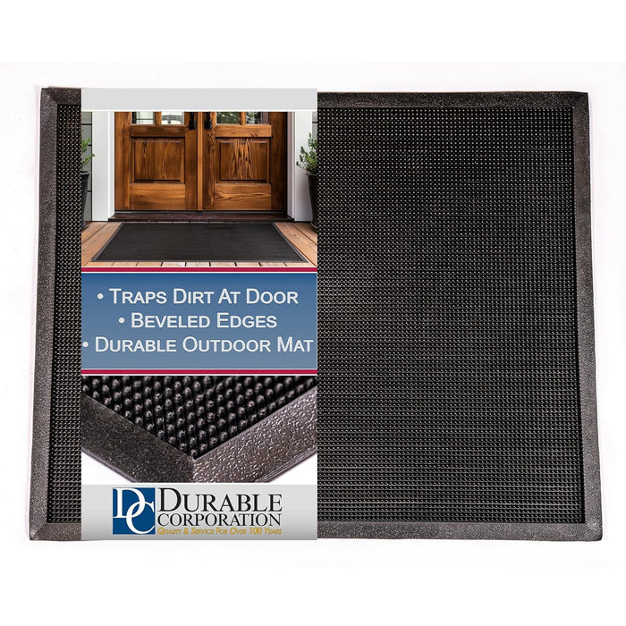 Durable Heavy Duty Rubber Fingertip Outdoor Entrance Mat, 32" x 39", Black