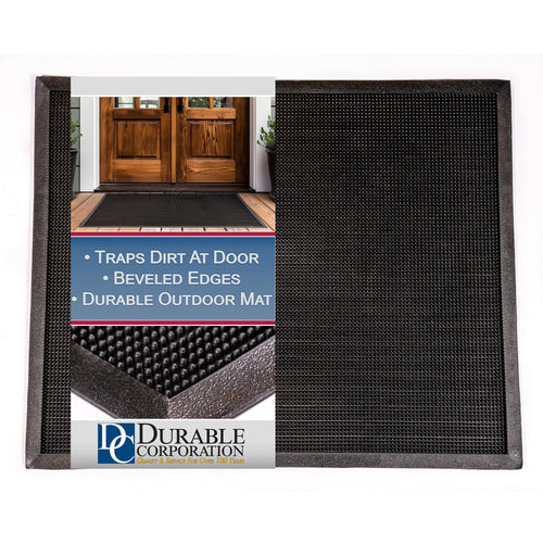Durable Heavy Duty Rubber Fingertip Outdoor Entrance Mat, 32" x 39", Black