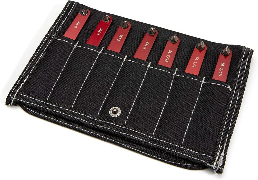 Steelman 78944 Pro 7-Piece, Low Profile Phillips and Slotted Screwdriver Set, Diamond-Tipped, SL3/16, SL1/4, SL5/16, PH0, PH1, PH2, and PH3 Sizes, Nylon Storage Case Included