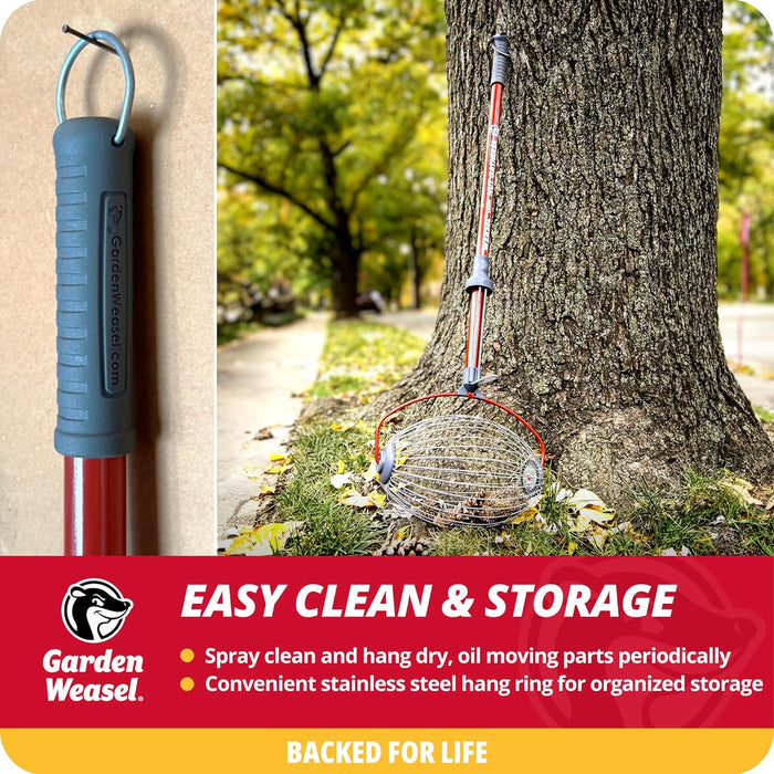 Garden Weasel Nut Gatherer - Large Cage | Pick Up Walnuts, Small Apples, Citrus Fruits, Tennis Balls | Nut Collector and Picker Upper Roller with Cage Spreader