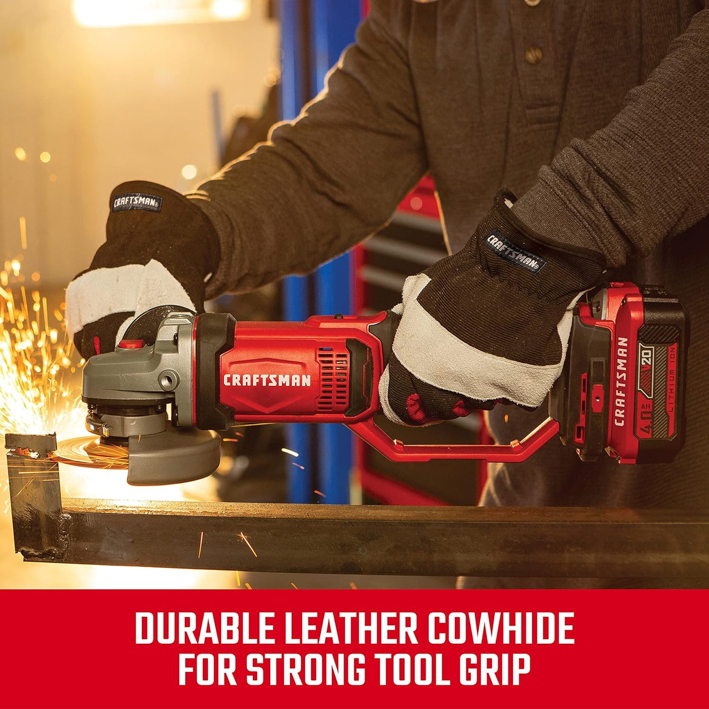 Radians CMXPGRA216L Craftsman Performance Hybrid Leather Work Glove, R ...