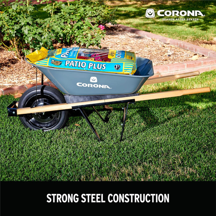Corona WB1000 5 Cubic Foot Wheelbarrow in A Box Heavy Duty Garden Cart with 15 Inch Flat Free Tire for Outdoor Gardening, Yards, Planting