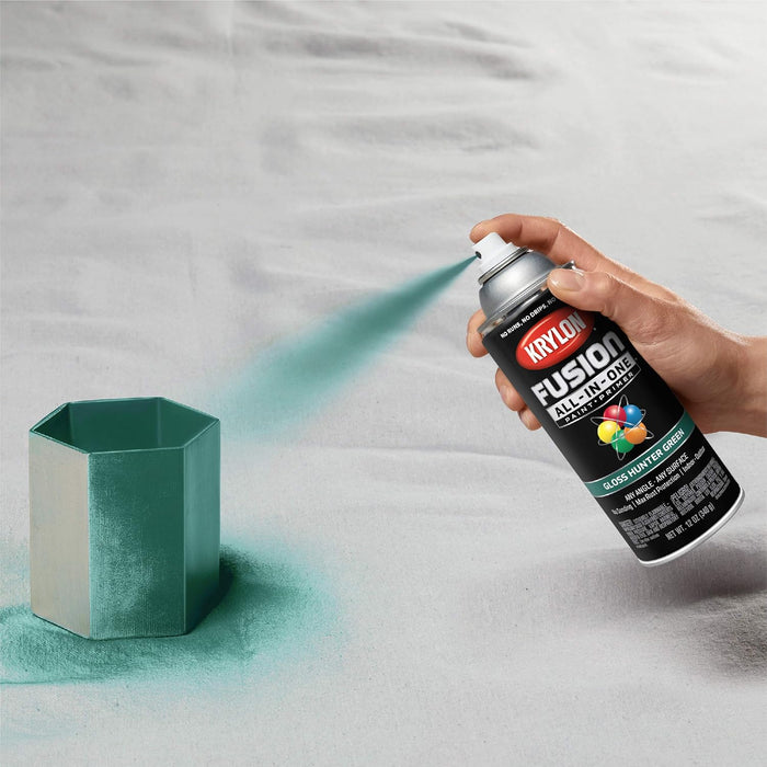 Krylon K02789007 Hunter Green Fusion All-In-One Paint & Primer Spray Paint, Gloss, 12 oz