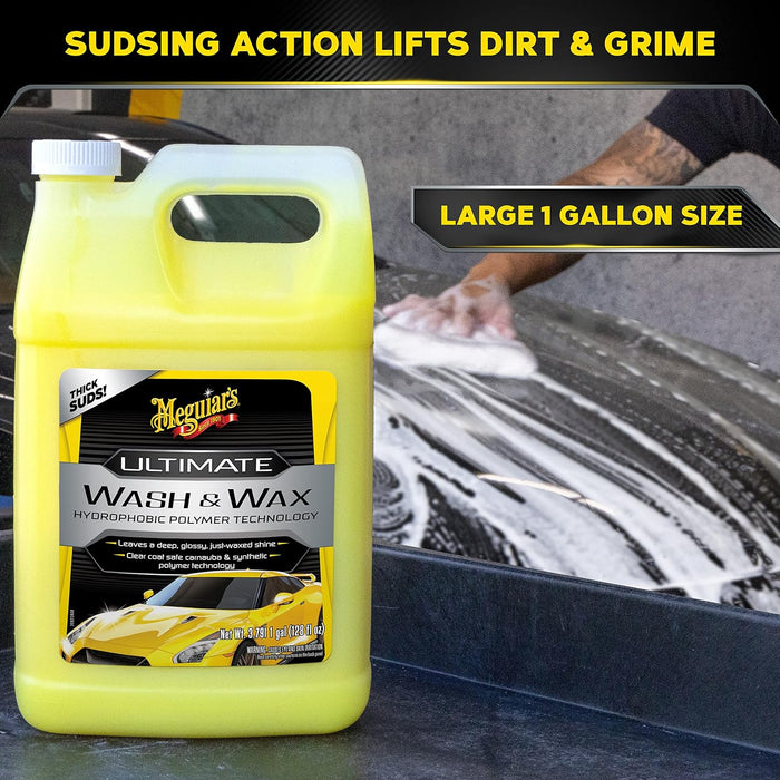Meguiar's G17701 Ultimate Wash and Wax, Car Wash and Wax Cleans and Shines in One Step, 1 Gallon