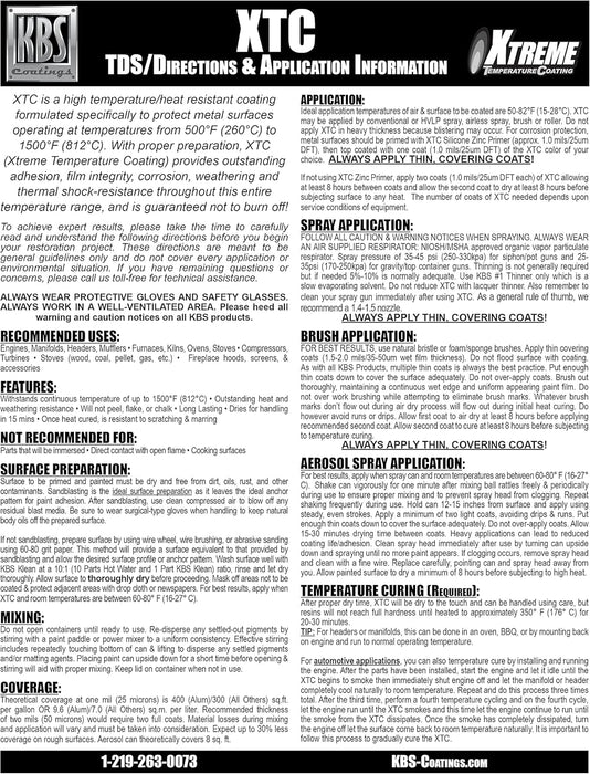 KBS Coatings 65202 Jet Black Xtreme Temperature Coating - 8 fl. oz.