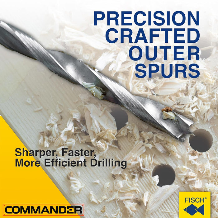 Fisch Brad Point Drill Bits (6mm x 93mm) - Premium Drill Bits for Soft, Hard, Veneered and Laminated Wood, MDF and Acrylic Glass - Beveled Edge for Fast, Easy Cutting - FSF-003977 - Made in Austria