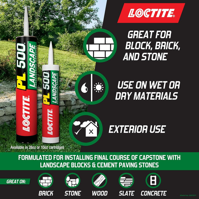 Loctite PL500 Landscape Block & Stone, Light Tan Adhesive, 28 fl oz Cartridge (Pack of 1)