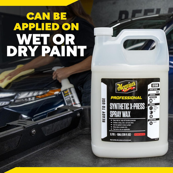 Meguiar's D15601 Synthetic X-Press Spray Wax for Car Detailing, Creates a Deep Shiny Look, Can Be Applied to Wet or Dried Paint and In Direct Sunlight, Moisture Rolls Off Waxed Paint, 1 Gallon