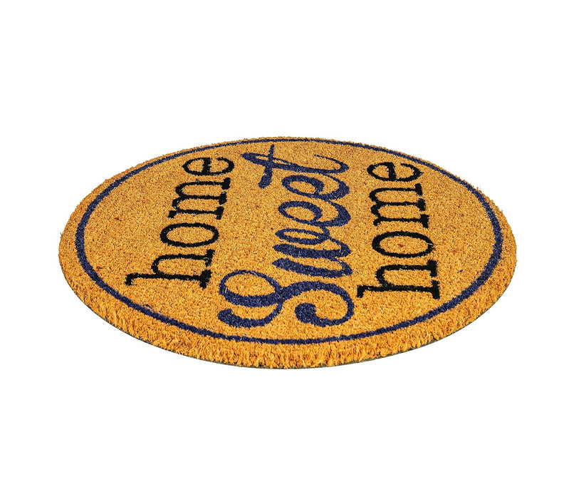 NoTrax, Home Sweet Home, Vinyl-Backed Natural Coir Doormat, Entry Mat for Indoor or Outdoor Use, 22" Round, C12 (C12S0022HM)