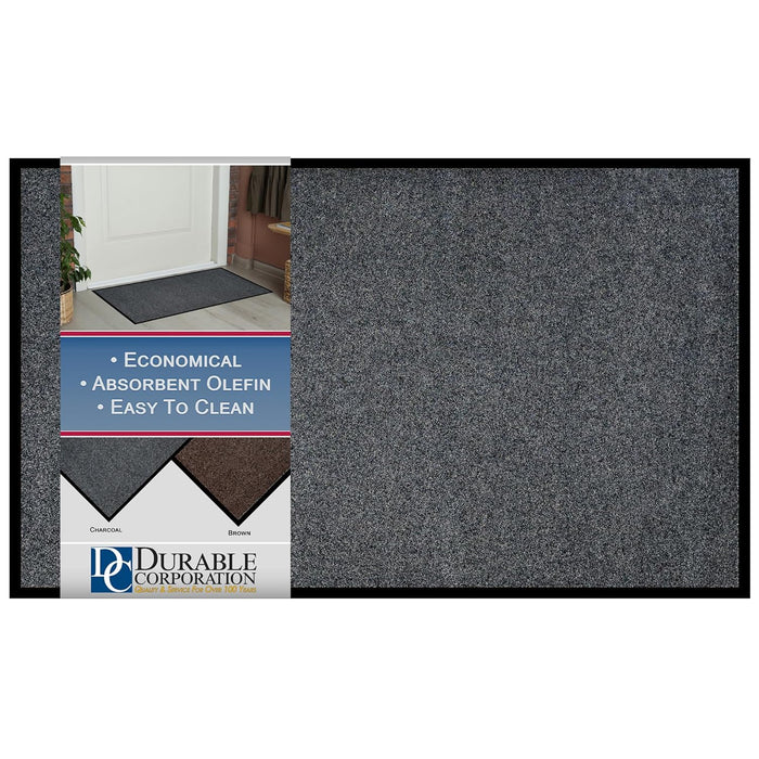 Durable Corporation-654S23 Wipe-N-Walk Vinyl Backed Indoor Carpet Entrance Mat, 2' x 3', Charcoal Charcoal 2' x 3' 2' x 3'
