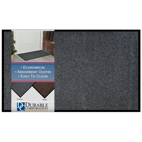 Durable Corporation-654S23 Wipe-N-Walk Vinyl Backed Indoor Carpet Entrance Mat, 2' x 3', Charcoal Charcoal 2' x 3' 2' x 3'