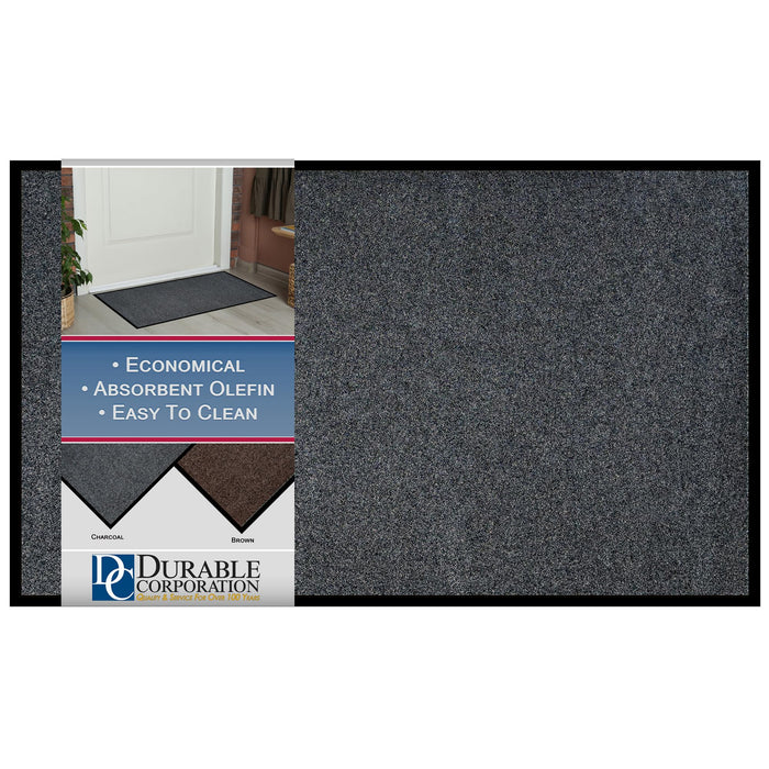 Durable Corporation-654S23 Wipe-N-Walk Vinyl Backed Indoor Carpet Entrance Mat, 2' x 3', Charcoal Charcoal 2' x 3' 2' x 3'