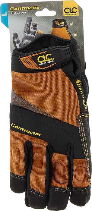 Custom Leathercraft 160L Contractor XtraCoverage Flex Grip Work Gloves, Durable Synthetic Leather, Padded Knuckles, Large (Pack of 1)