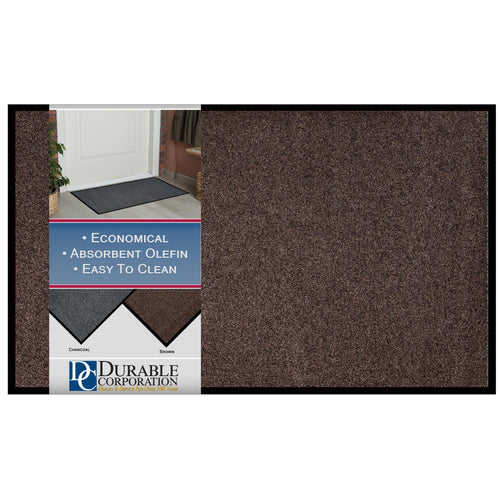 Durable Corporation - 654S48 Wipe-N-Walk Vinyl Backed Indoor Carpet Entrance Mat, 4' x 8', Brown (Rectangular)