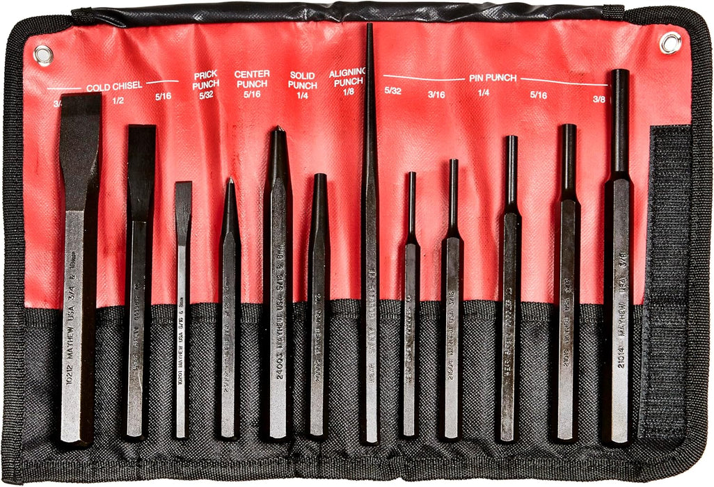 Mayhew Tools 66258 Punch & Chisel Set (Metric), 12 piece, multi, one size