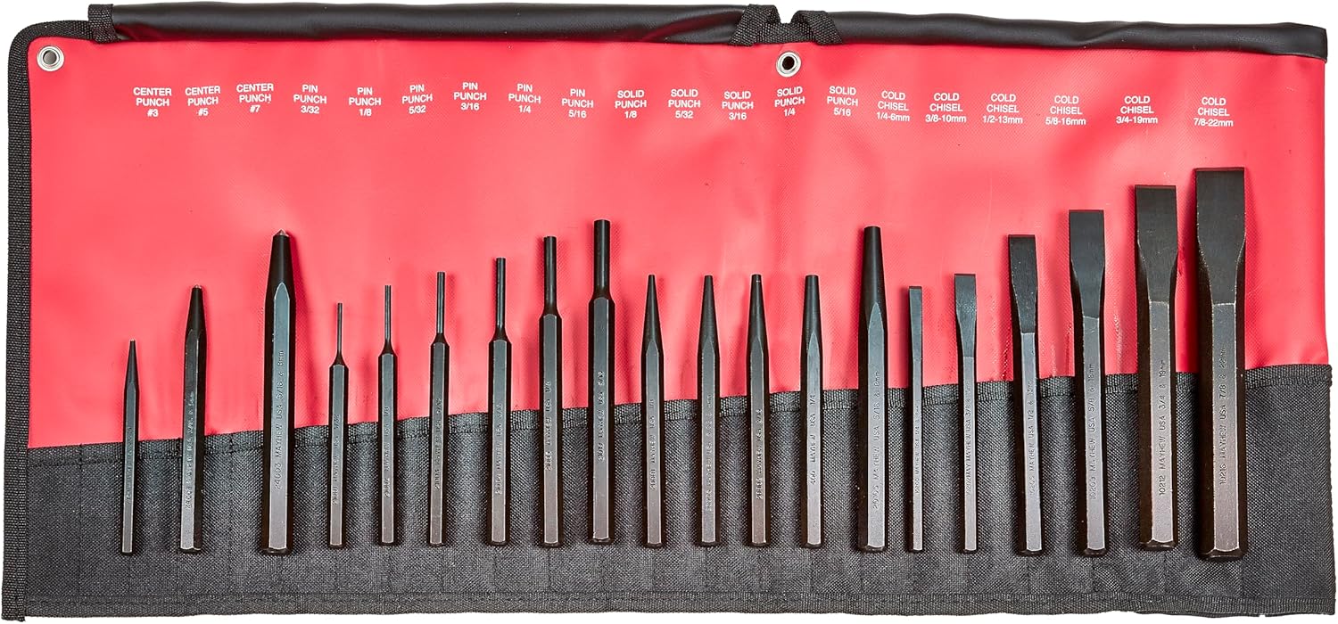 ‎Mayhew Tools | ‎61020 | Mayhew Tools 61020 Pro Punch and Chisel Set, 20-Piece , Black