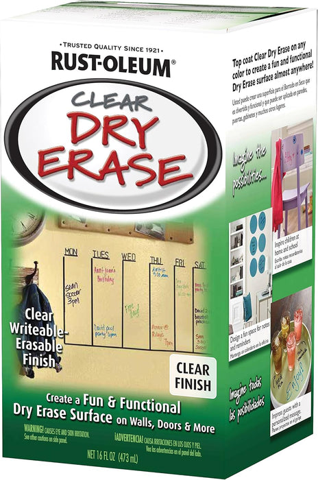 Rust-Oleum 284637 Specialty Dry Erase Brush-On Paint Kit, 16 Oz, Clear (Pack of 1)
