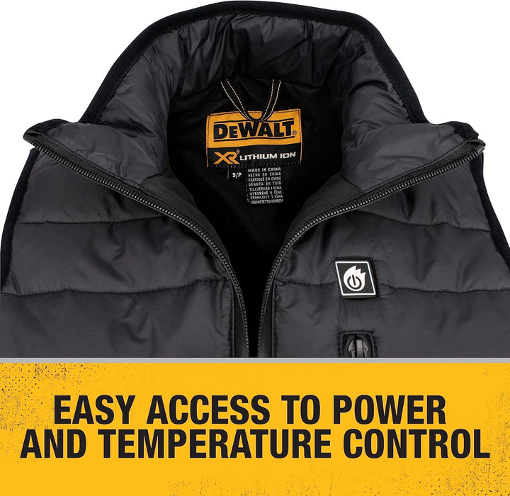DEWALT Women's Standard Lightweight Puffer Heated Vest Kit, Black, Small - DCHV094D1