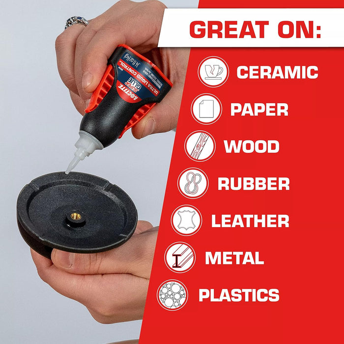 Loctite 1647358 Super Glue Ultra Liquid Control, Clear, 0.14 fl oz Bottle (Pack of 3)