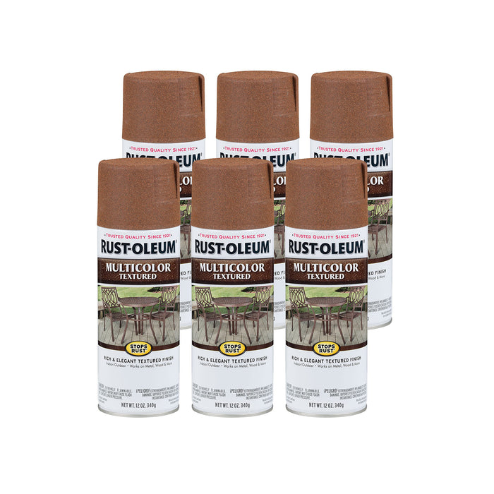 Rust-Oleum 239122 Stops Rust Multi-Color Textured Spray Paint, 12 oz, Rustic Umber (Pack of 6)