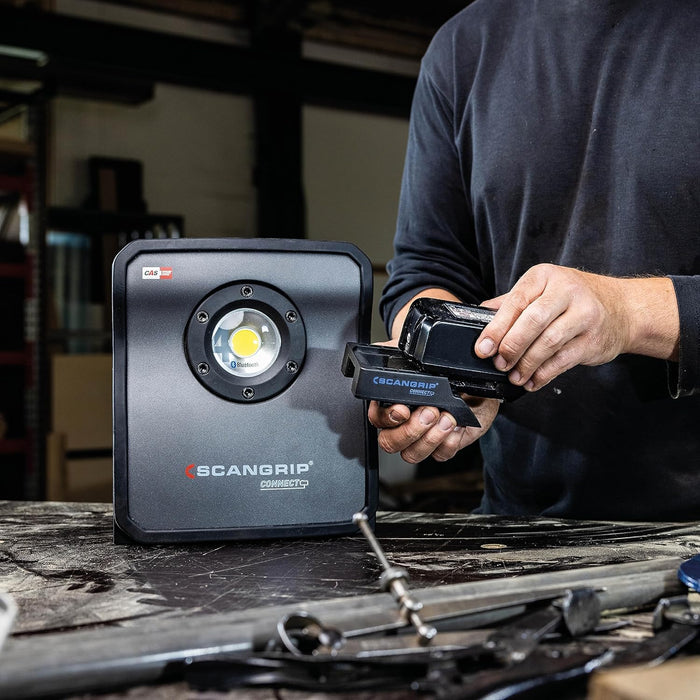 Scangrip NOVA 4 Connect 4000 Lumen LED Portable Work Light, Power Tool Battery Operated, Light Dimmer Function, Built-in Power Bank, Cordless, Outdoor Work