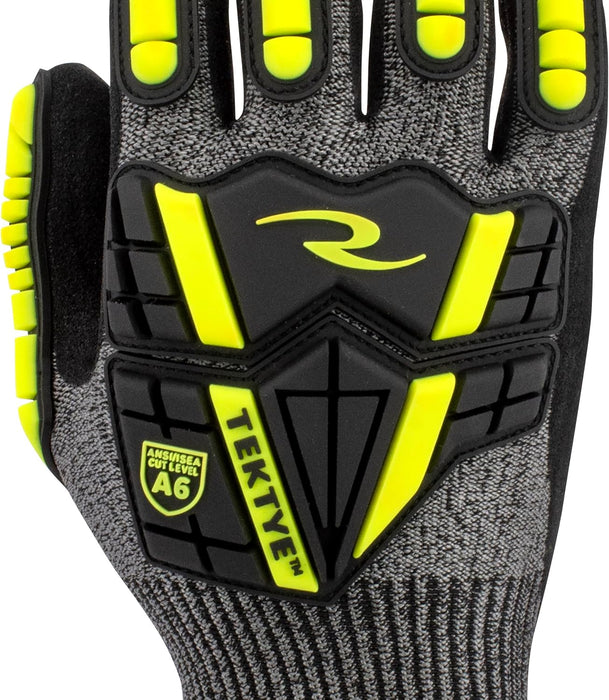 Radians RWG723L Unisex Cut Resistant A6 Nitrile Glove with TPR and TEKTYE Yarn, Large