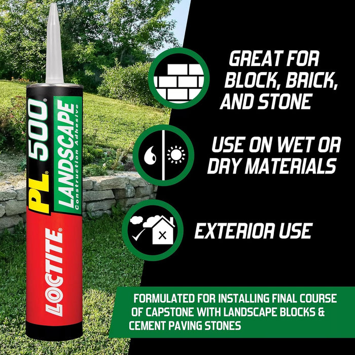 Loctite PL500 Landscape Block & Stone, Light Tan Adhesive, 28 fl oz Cartridge (Pack of 1)