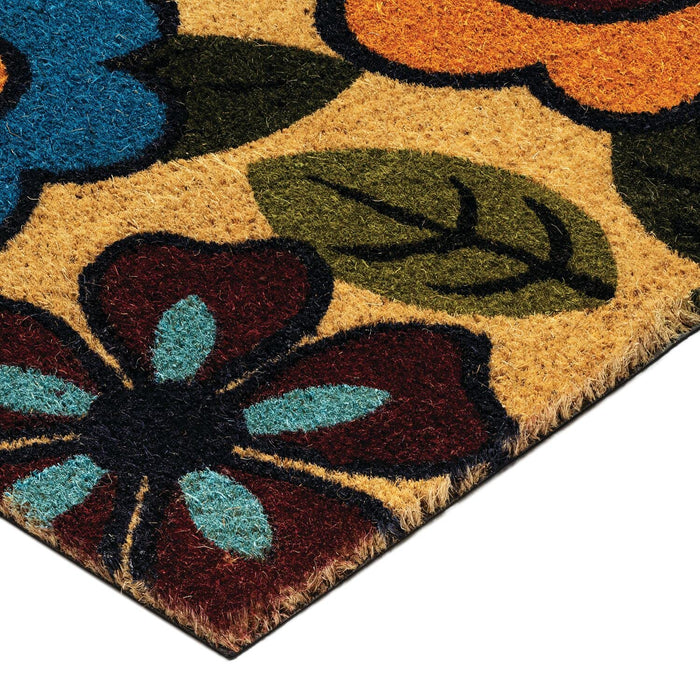 NoTrax, Retro Flower, Vinyl-Backed Natural Coir Doormat, Entry Mat for Indoor or Outdoor Use, 18"x30", C12 (C12S1830RF)