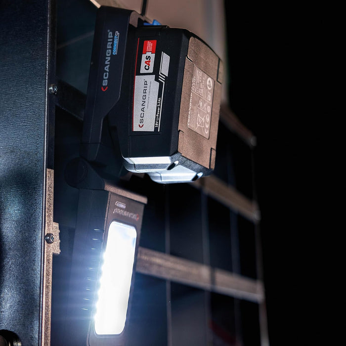 SCANGRIP Basic Connect 1000 Lumen LED Flood Light, Power Tool Battery Operated, Portable, Flexible Lamp Head, Lightweight and Compact Design