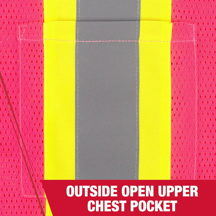 Radians SV22-1 Economy Type O Class 1 Safety Vest, Pink Mesh with Contrasting Tape, Size Small