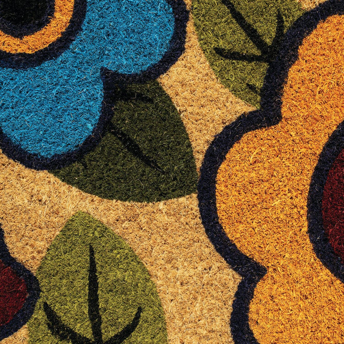 NoTrax, Retro Flower, Vinyl-Backed Natural Coir Doormat, Entry Mat for Indoor or Outdoor Use, 18"x30", C12 (C12S1830RF)