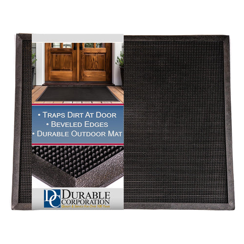 Durable Corporation-396S2432 Heavy Duty Rubber Fingertip Outdoor Entrance Mat, 24" x 32", Black