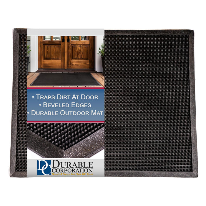 Durable Corporation-396S2432 Heavy Duty Rubber Fingertip Outdoor Entrance Mat, 24" x 32", Black