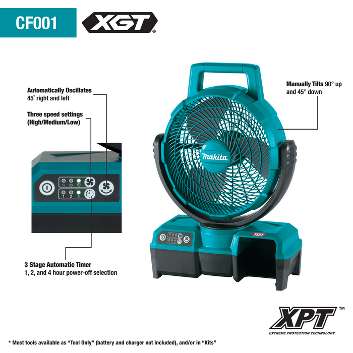 Makita CF001GZ 40V Max XGT Cordless/Corded 9‑1/4" Fan (Bare Tool)