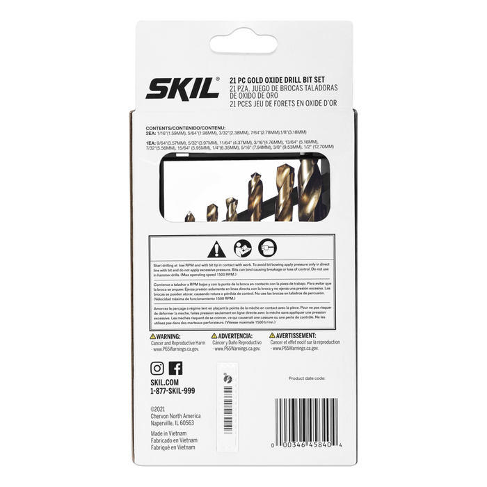 SKIL 21-Piece Gold Oxide Drill Bit Set