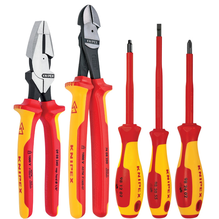 KNIPEX 5-Piece 1000V Insulated High Leverage Pliers and Screwdriver Tradesman Tool Set