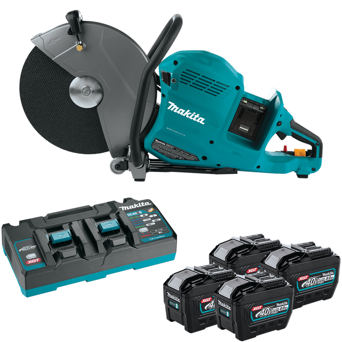 Makita 80V Max (40V Max X2) XGT Brushless 14 In. Power Cutter Kit with 4 Batteries, AFT, Electric Brake
