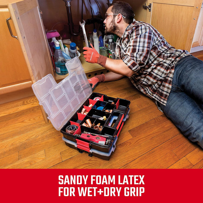 Radians CMXPGRA18L Craftsman Sandy Foam Latex Waterproof Grip Glove, Red, Large (Pack of 2)